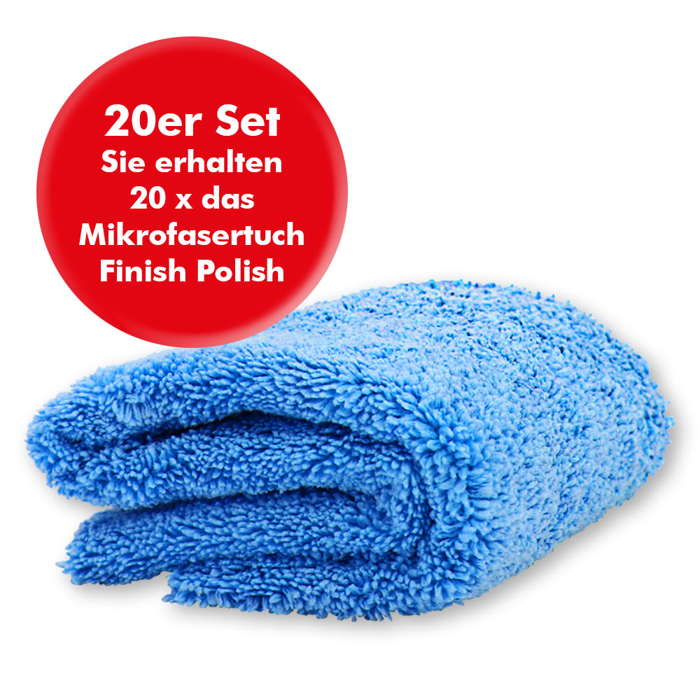 Mikrofasertuch, Microfasertuch, Finish Polish blau 40x40 cm 20er Set