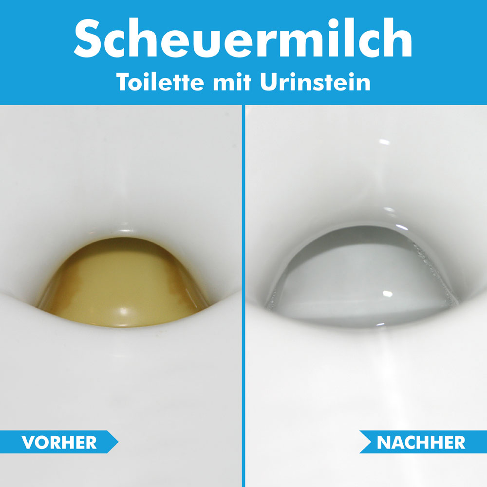 Scheuermilch Urinstein Toilette entfernen vorher nachher