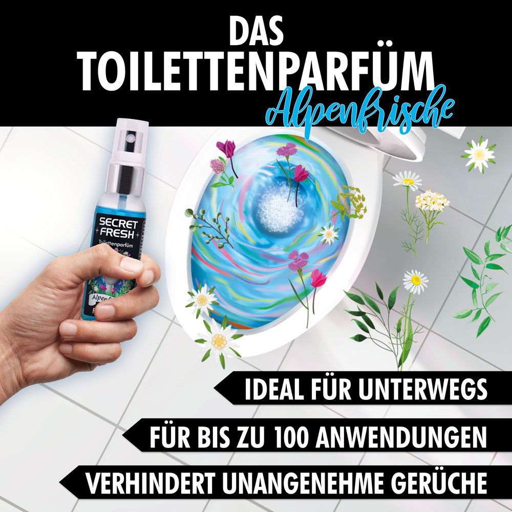 Toilettenparfüm, Toilettenparfum, Parfüm Toilette, Secret Fresh, Alpenfrische Vorteile